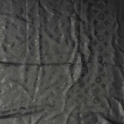 Louis Vuitton Wool Silk Monogram Shawl Anthracite 3 of 4