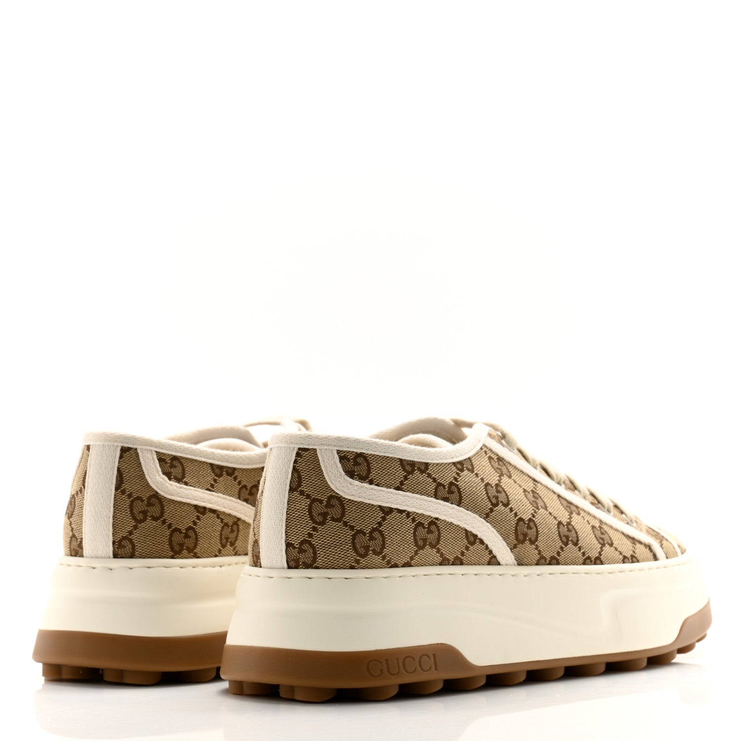 Gucci GG Monogram Mens 1977 Tennis Platform 52mm Sneakers 9 Beige Ebony Mystic White 4 of 8