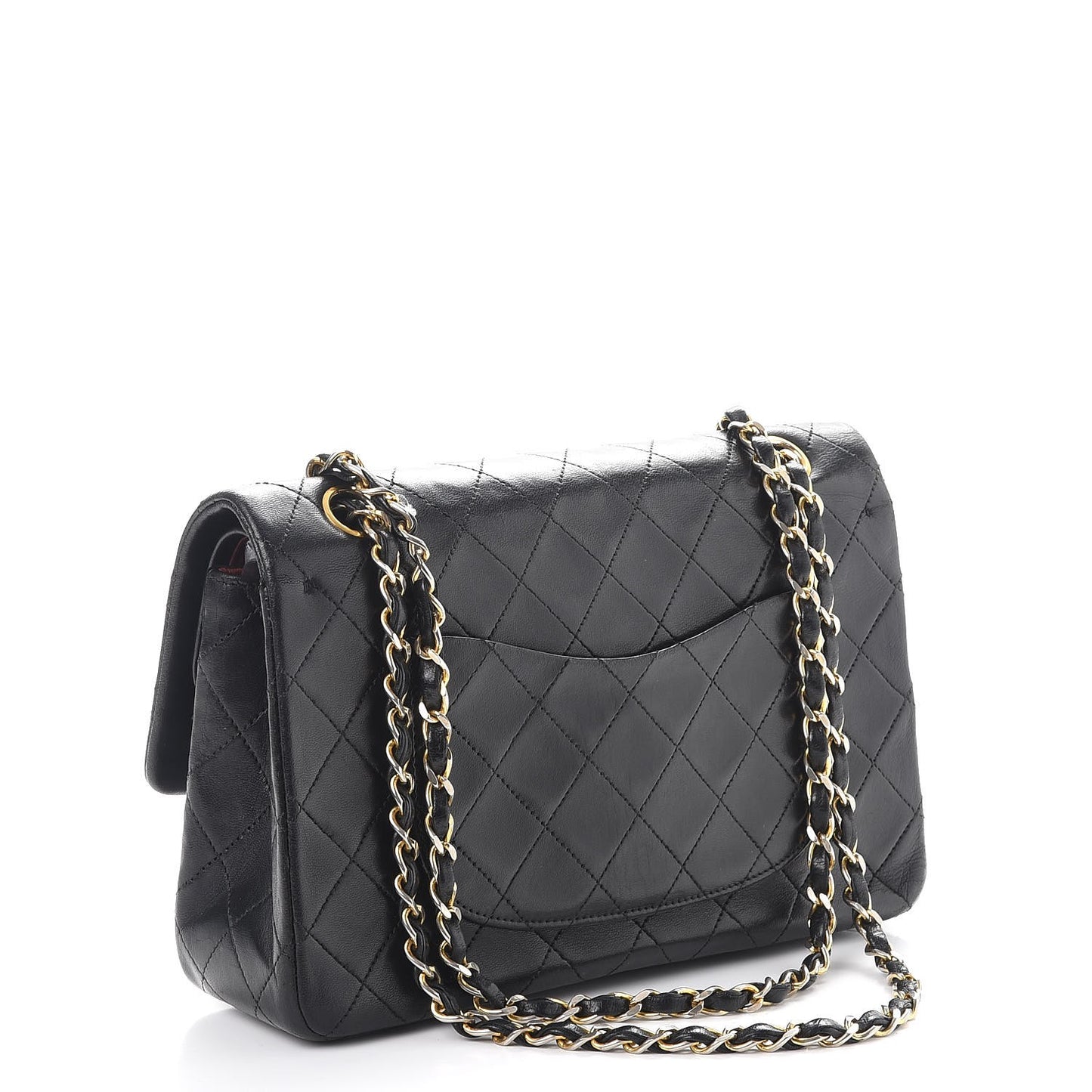 Lambskin Quilted Medium Double Flap Black