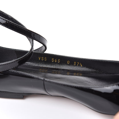 Valentino Garavani Patent Ballerina Ankle Strap Flats 37.5 Black 7 of 9
