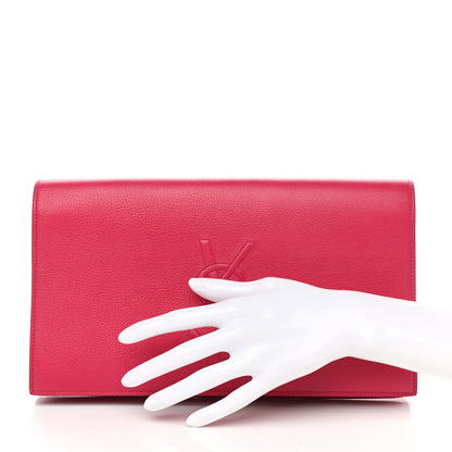 Saint Laurent Calfskin Monogram Large Belle De Jour Clutch Lipstick Fuchsia 2 of 7