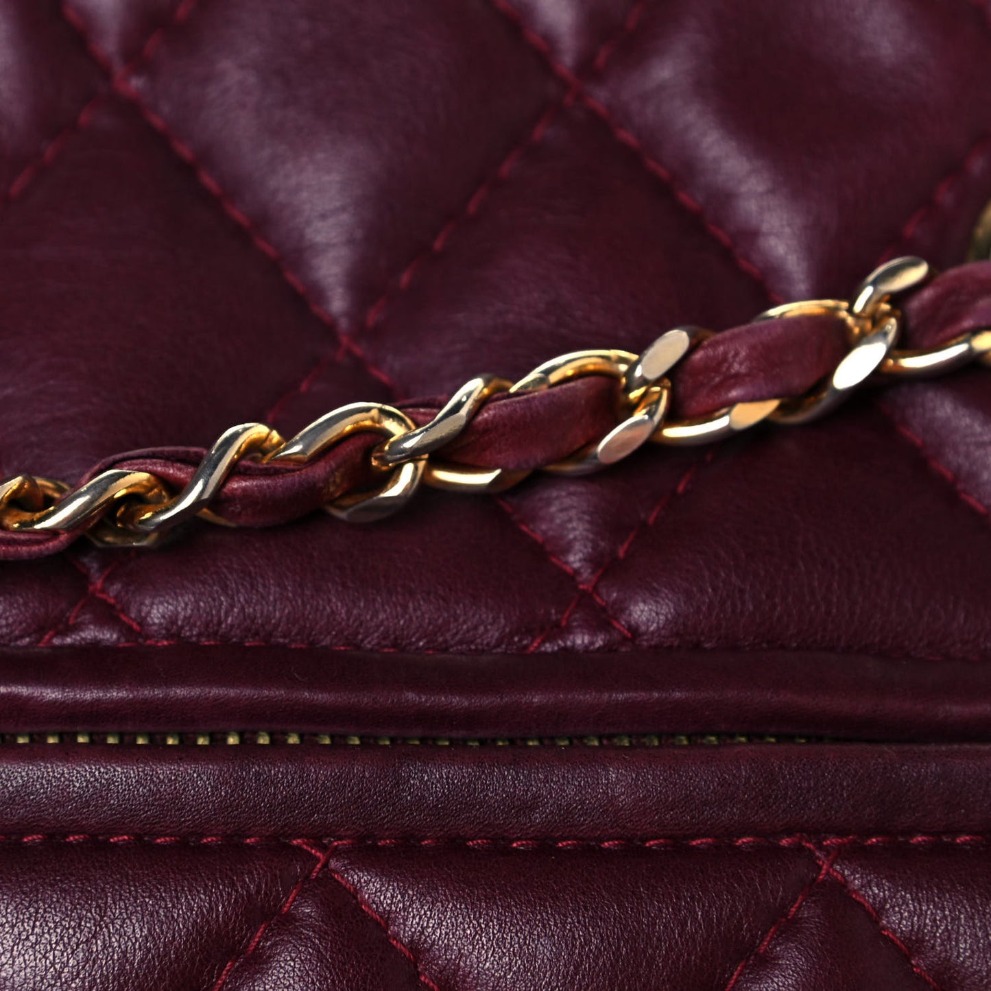 Lambskin Quilted Tote Burgundy