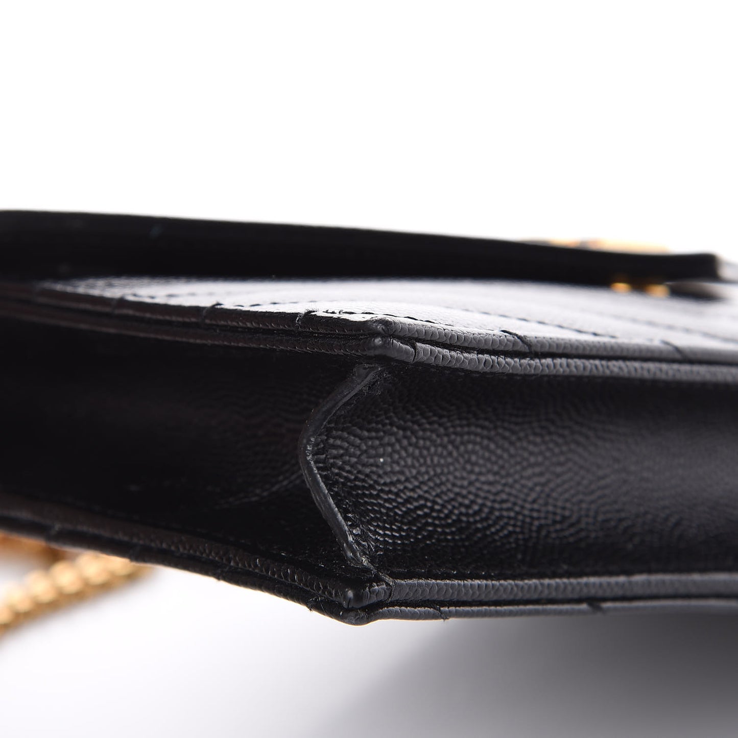 Grain De Poudre Matelasse Chevron Monogram Envelope Chain Wallet Black