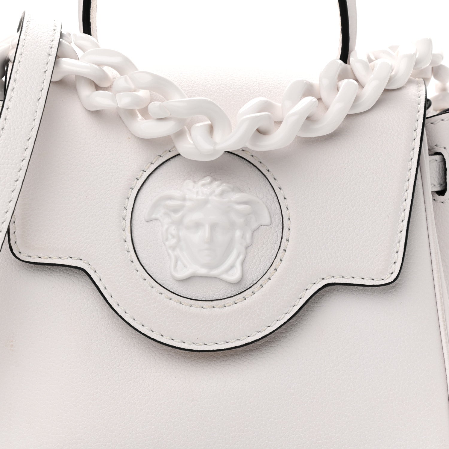 Versace Grained Calfskin Small La Medusa Top Handle Bag White 7 of 15