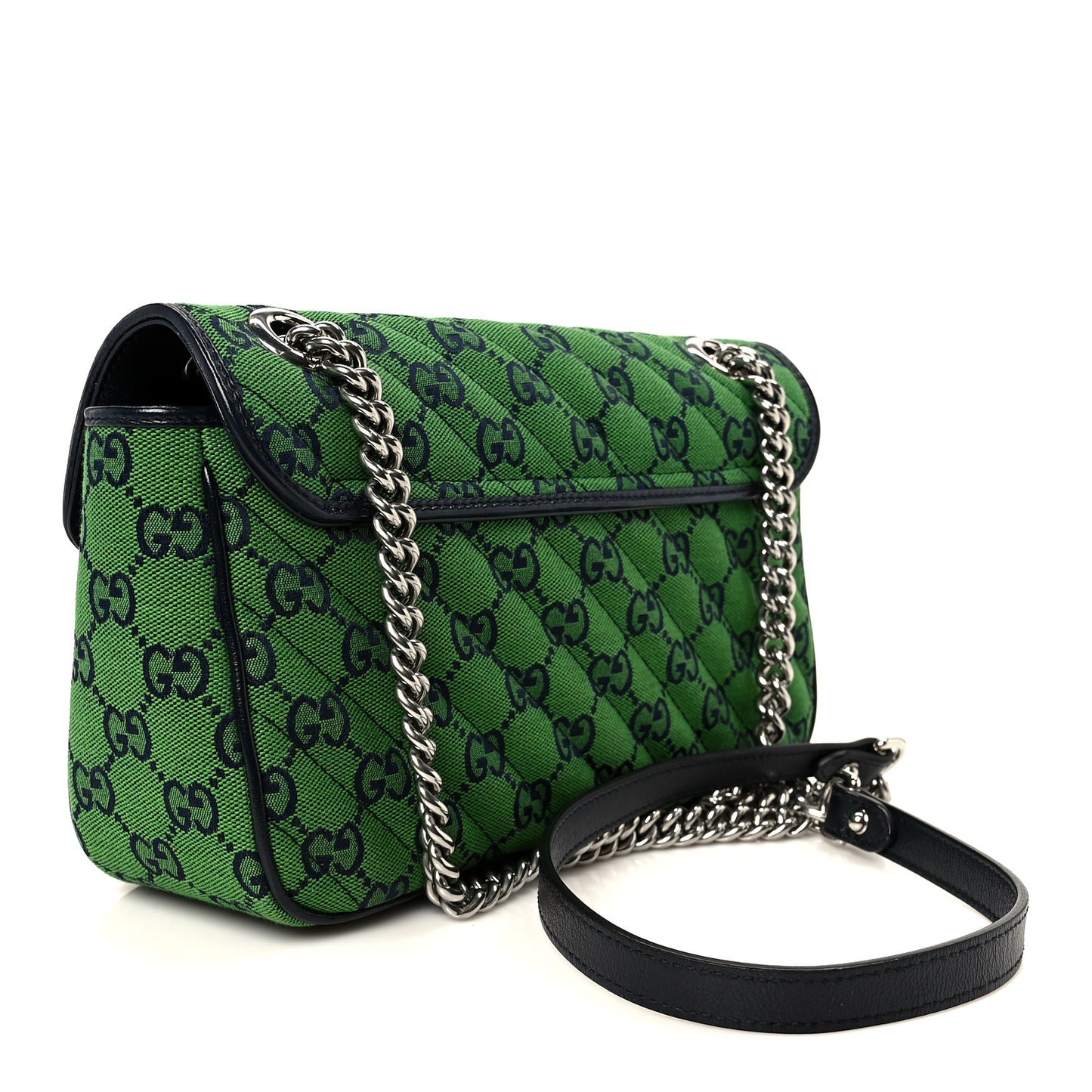 Monogram Multicolor Matelasse Diagonal Small GG Marmont Shoulder Bag Green Blue