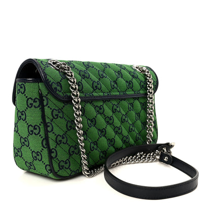 Gucci Monogram Multicolor Matelasse Diagonal Small GG Marmont Shoulder Bag Green Blue 2 of 10