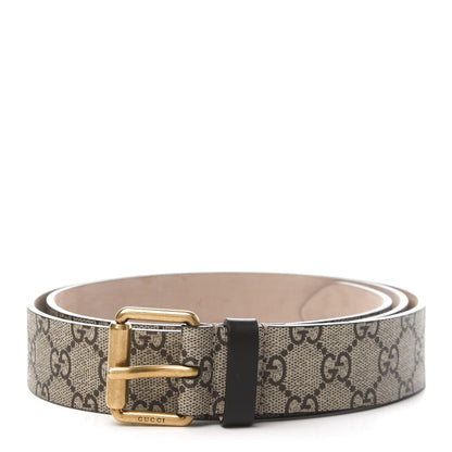 Gucci GG Supreme Monogram Selleria Calfskin Tiger 35mm Belt 110 44 Beige Ebony Multicolor Cocoa 1 of 7