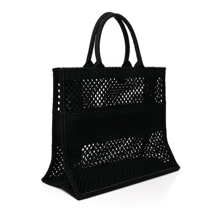 Christian Dior Mesh Embroidered Book Tote Black 3 of 12
