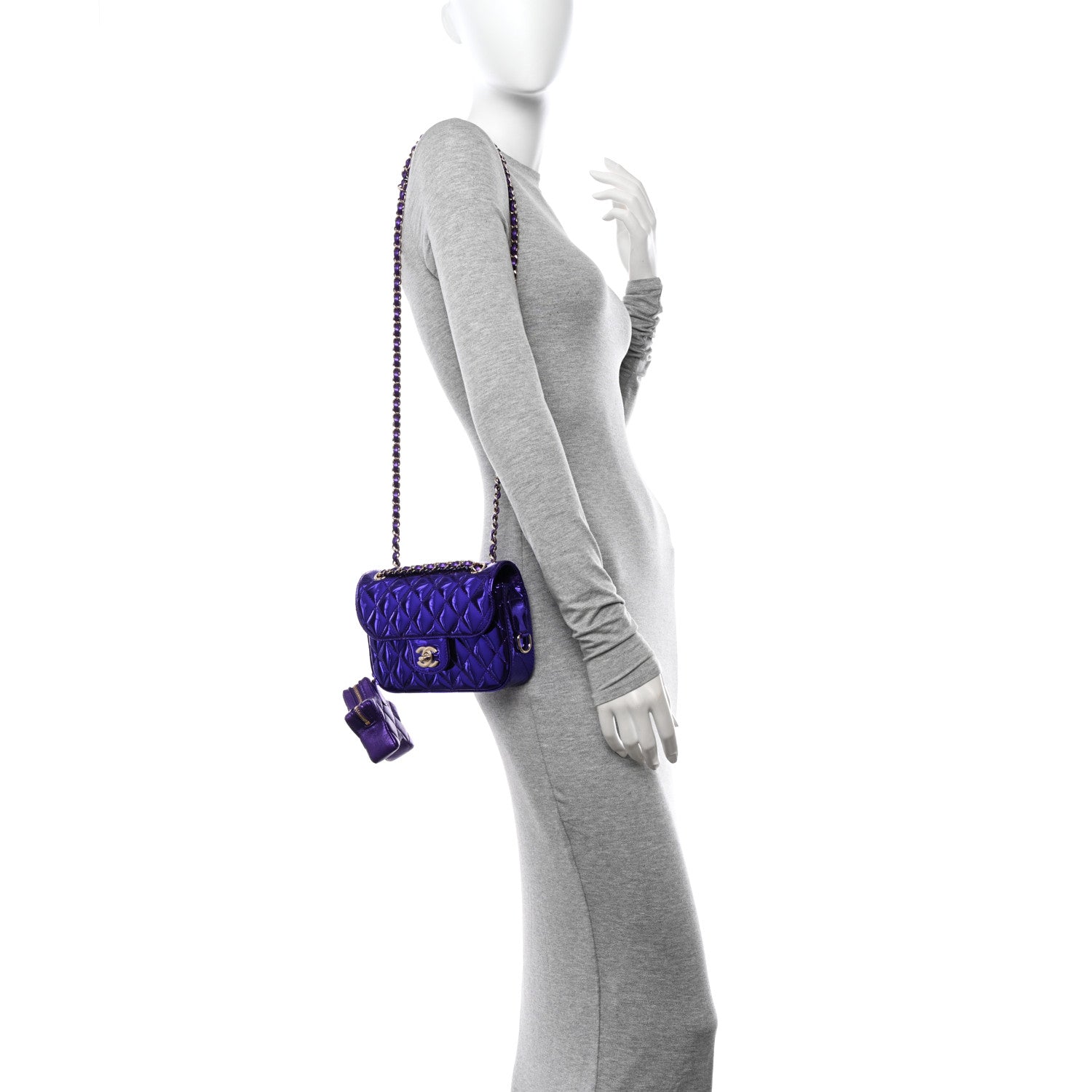 Chanel Mirror Calfskin Metallic Calfskin Quilted Hollywood Boulevard Mini Flap With Star Coin Purse Purple 2 of 12