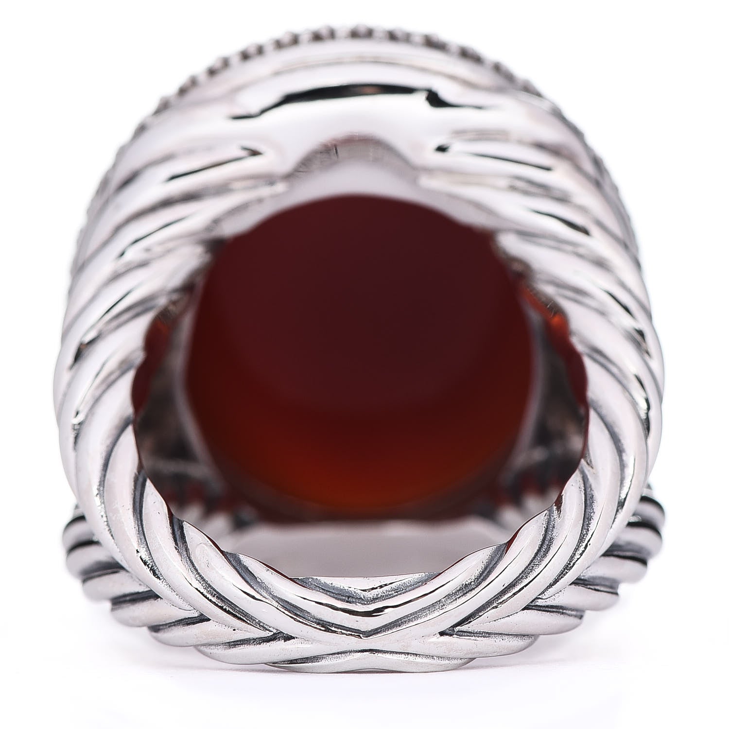 David Yurman Sterling Silver Diamond Carnelian Signature Oval Ring 57 8 4 of 7