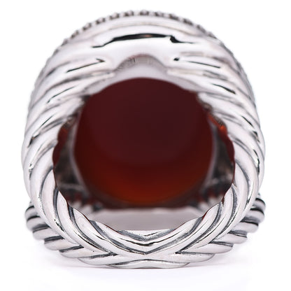 David Yurman Sterling Silver Diamond Carnelian Signature Oval Ring 57 8 4 of 7
