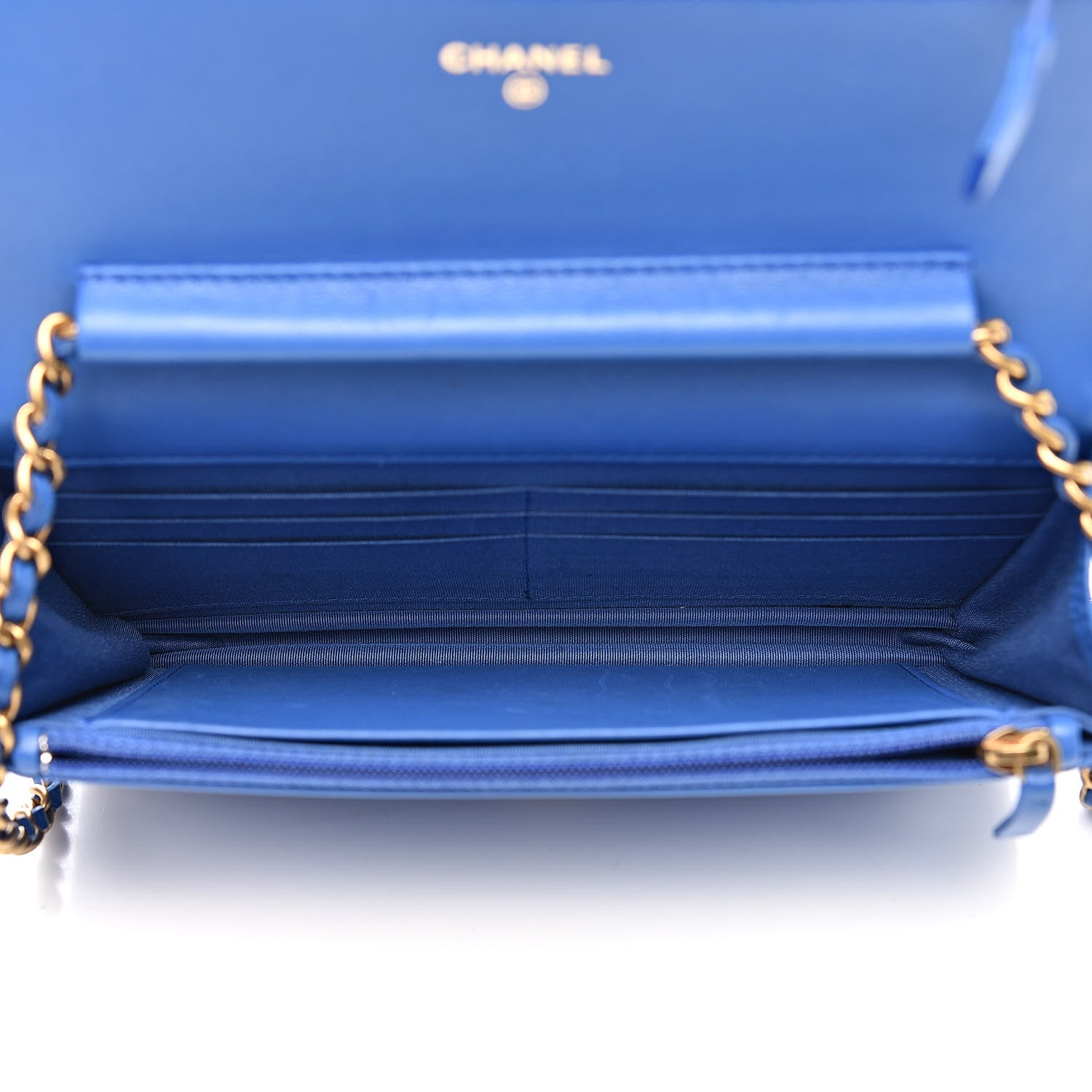 Chanel Lambskin Quilted Boy Wallet On Chain WOC Blue 5 of 14