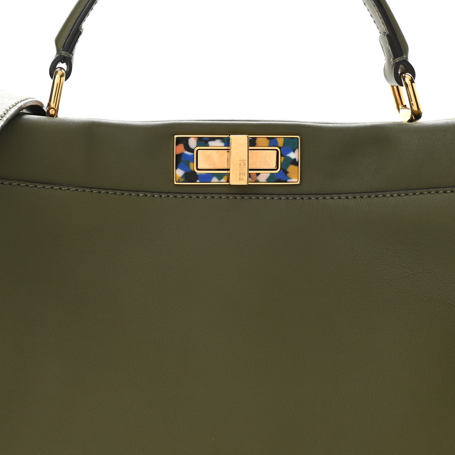 Fendi Vitello Seta Plexiglass Granite Large Peekaboo Iconic Satchel Equatore 8 of 10