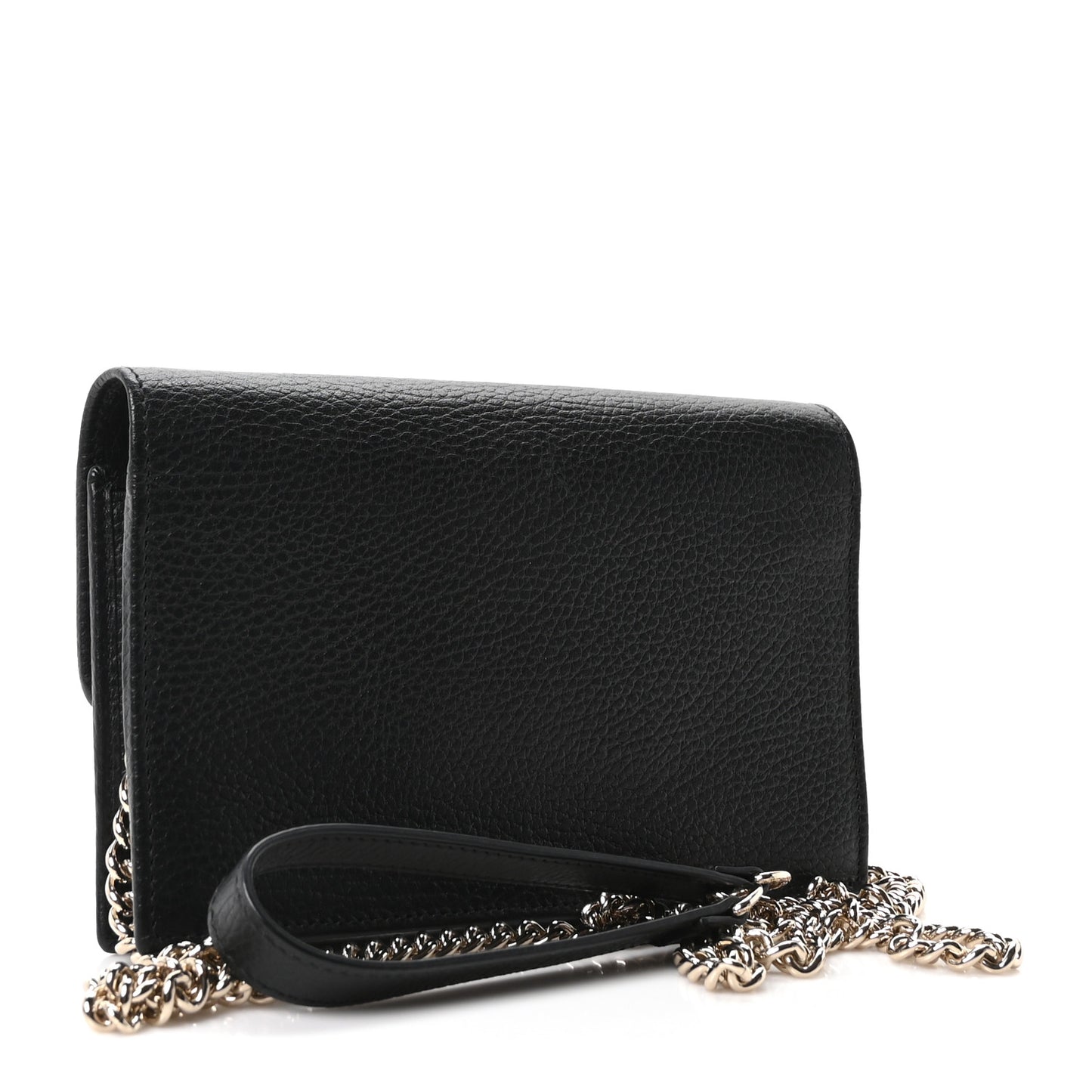 Dollar Calfskin Interlocking G Chain Wallet Black