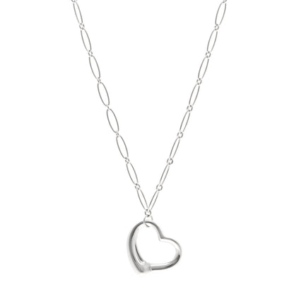 Tiffany Sterling Silver 35mm Elsa Peretti Open Heart Link Pendant Necklace 1 of 5