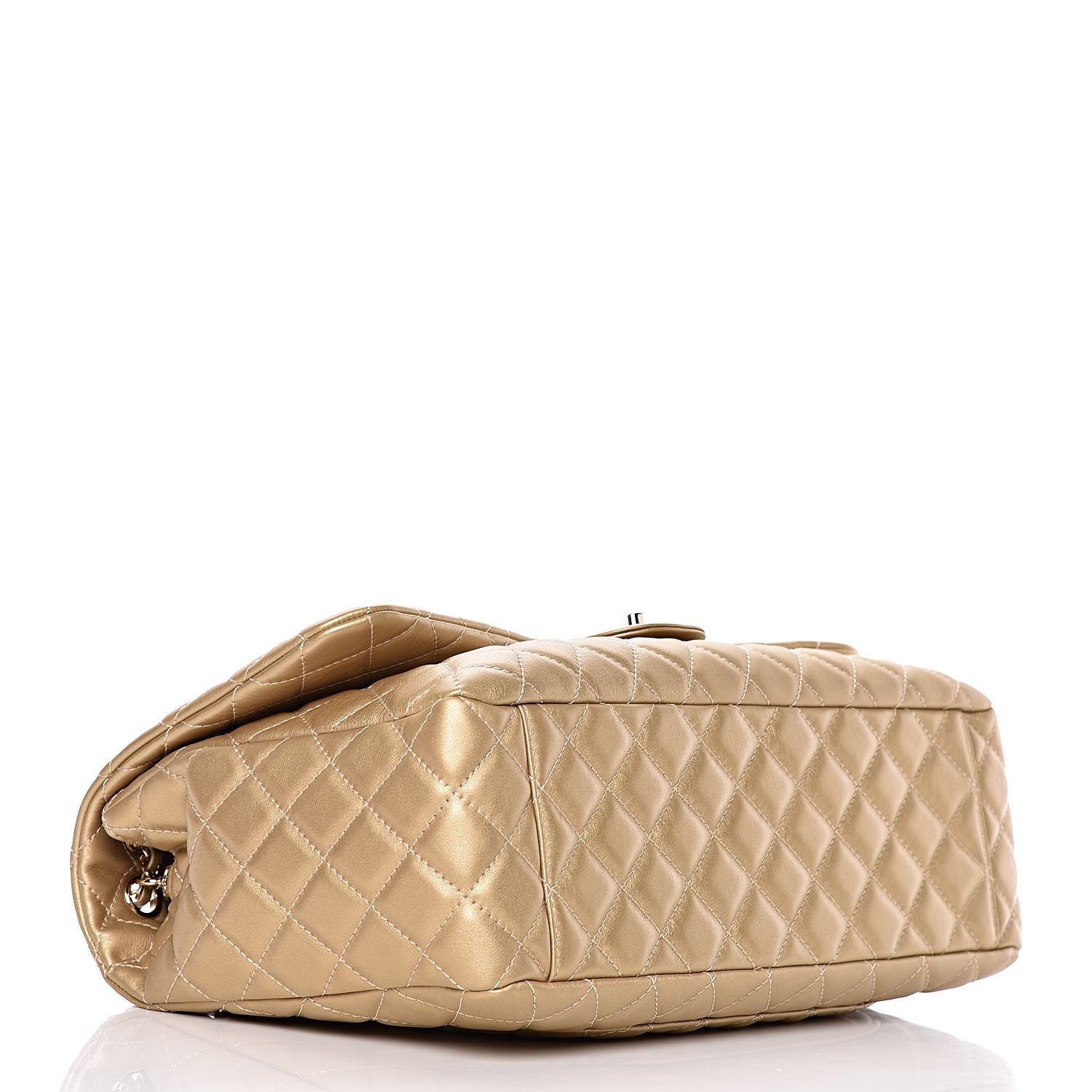 Chanel Metallic Calfskin Quilted Small XXL Travel Flap Bag Gold 4 of 10
