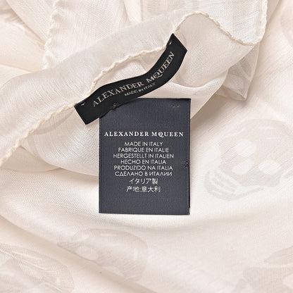 Alexander McQueen Silk Chiffon Skull Scarf Ivory Grey 3 of 4