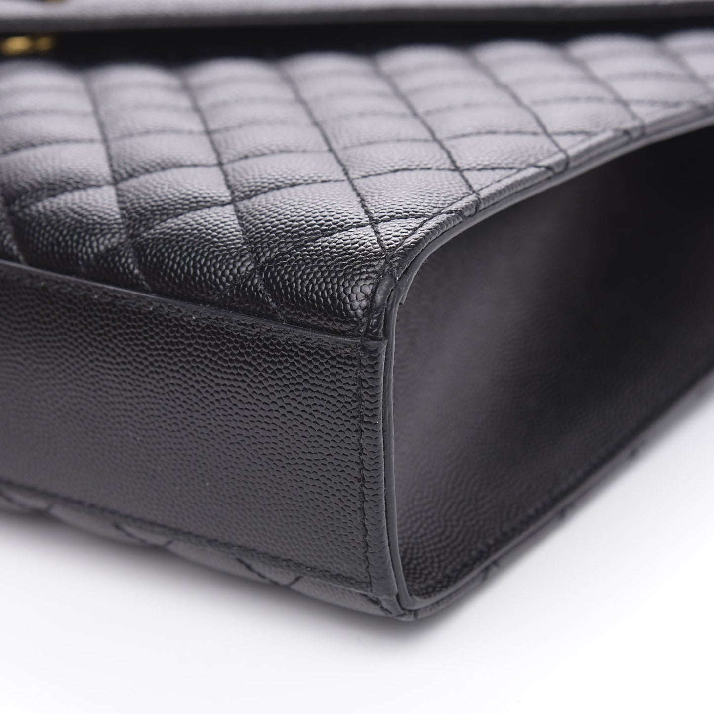 Grain De Poudre Textured Mixed Matelasse Large Triquilt Monogram Satchel Black