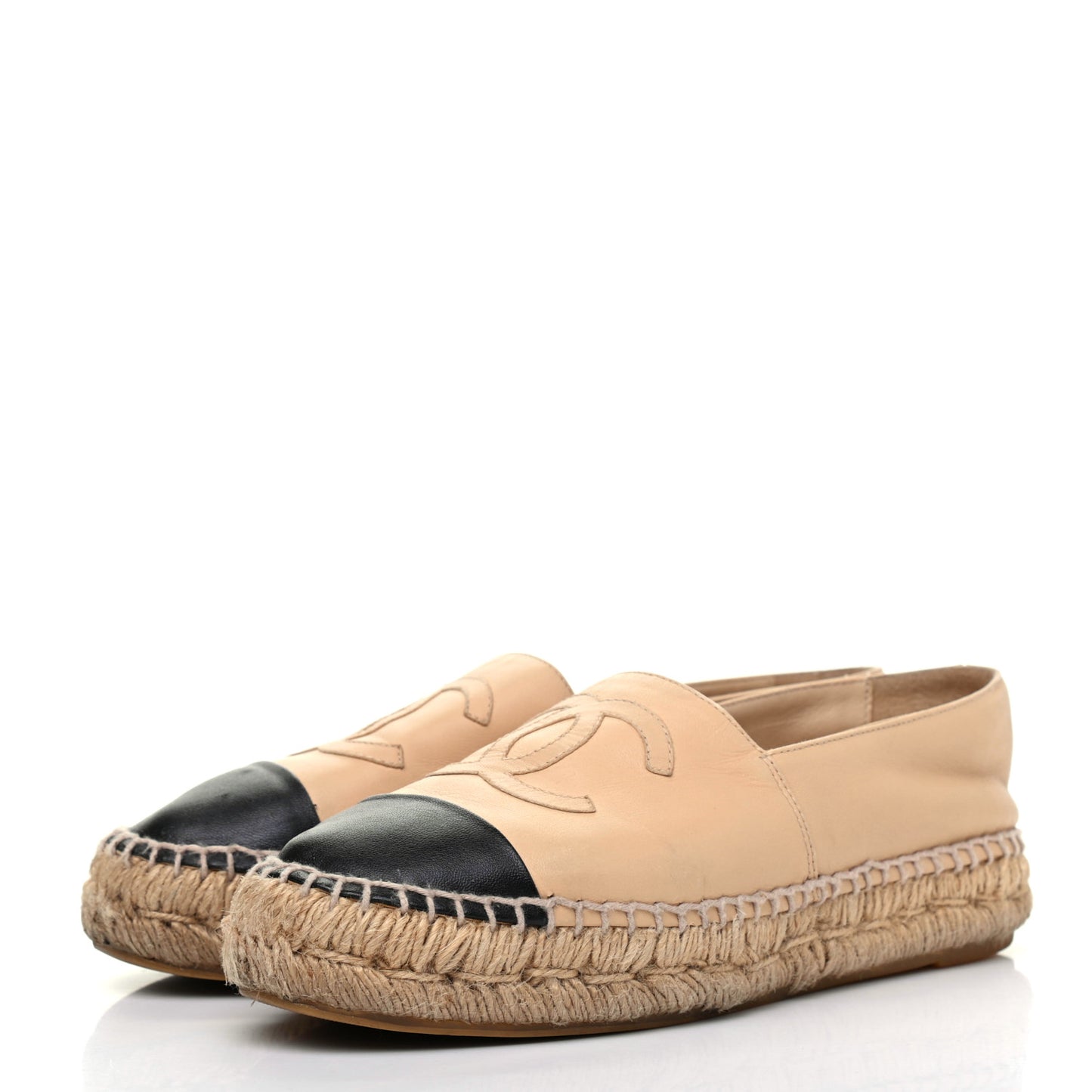 Lambskin CC Espadrilles 36 Beige Black