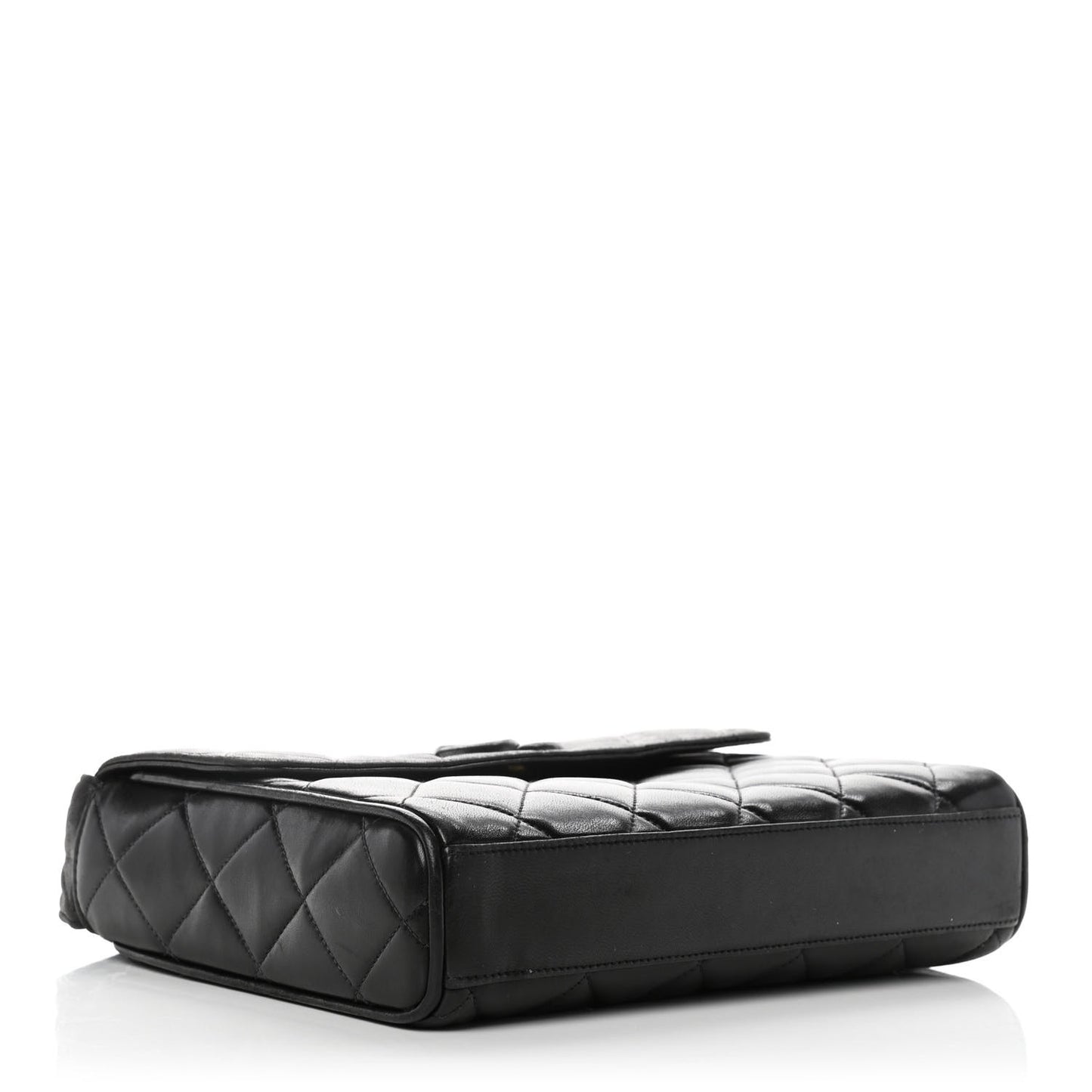 Lambskin Quilted CC Single Flap Shoulder Bag Black