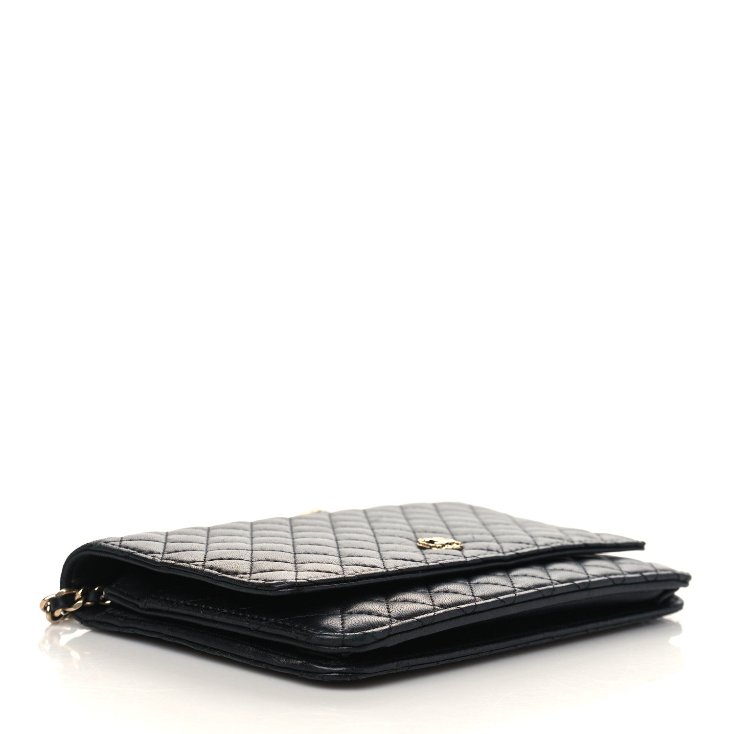 Chanel Lambskin Micro Quilted Wallet On Chain WOC Black 4 of 10