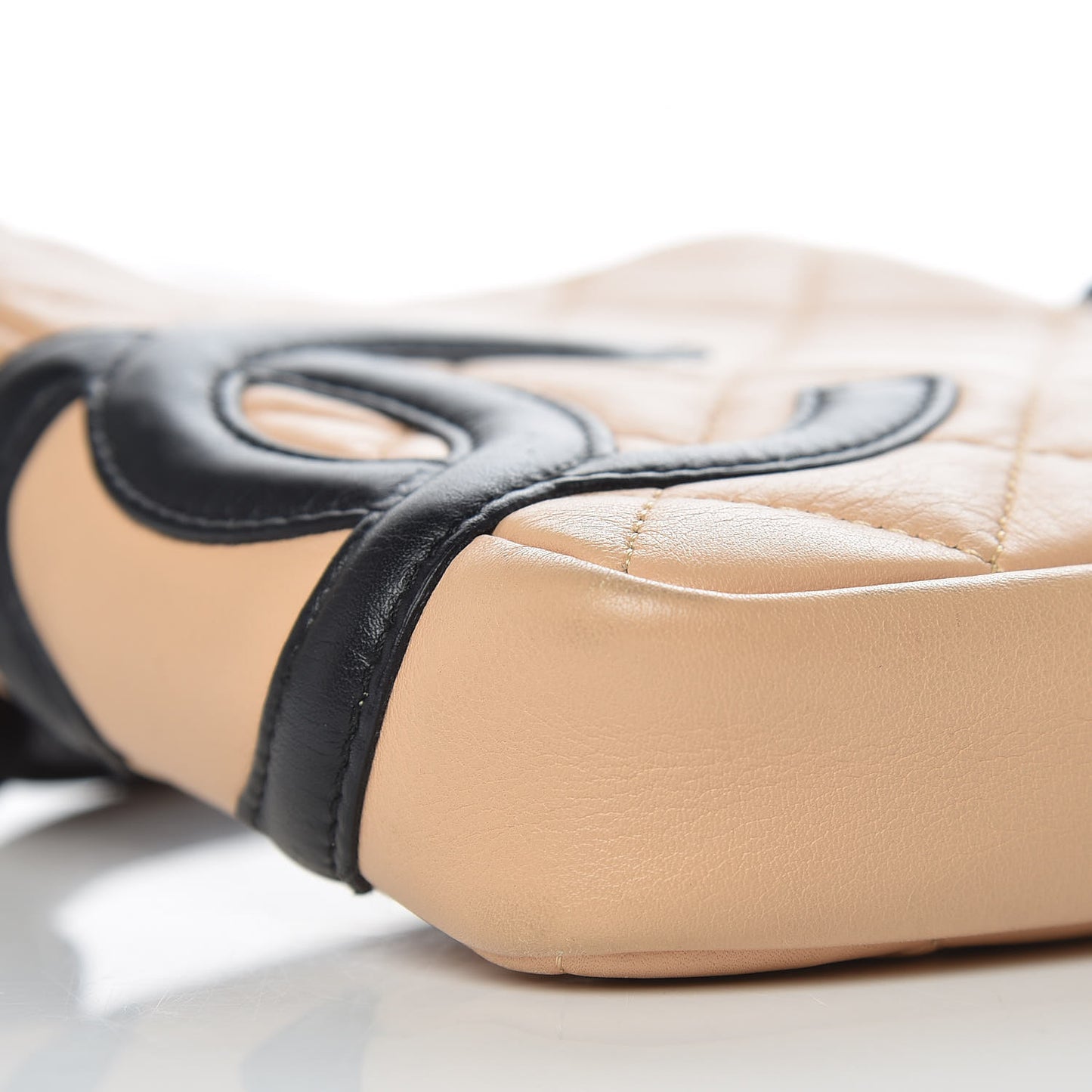 Calfskin Quilted Small Cambon Messenger Beige Black
