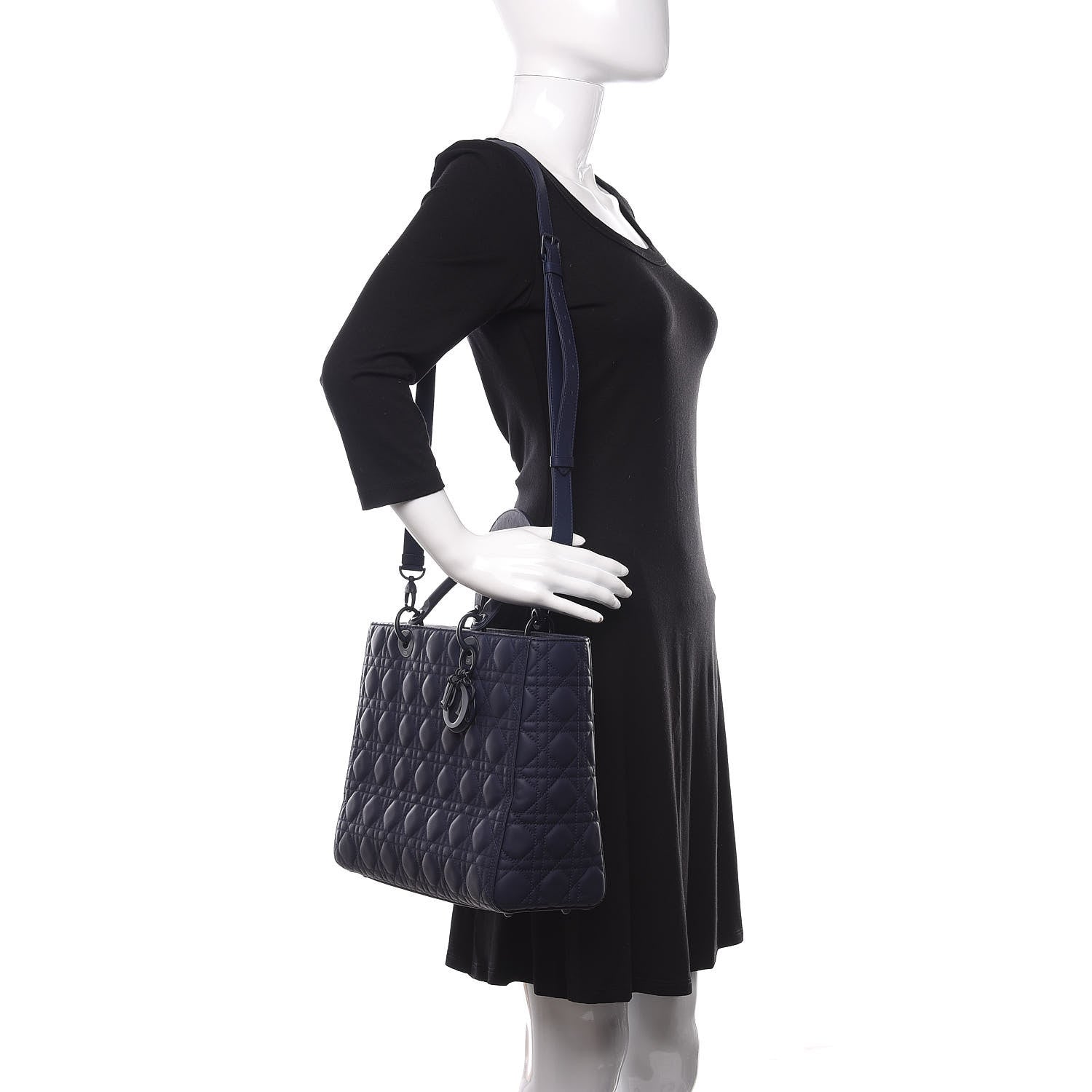 Christian Dior Ultra Matte Calfskin Cannage Large Lady Dior Blue 2 of 12