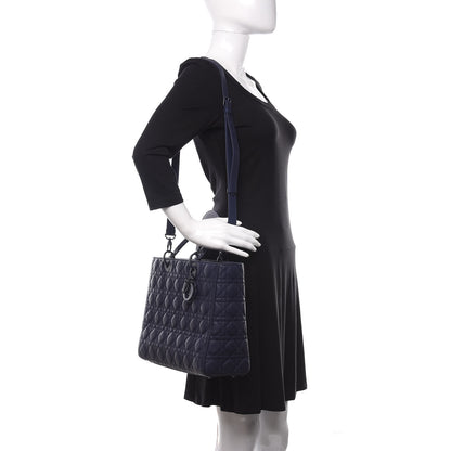 Christian Dior Ultra Matte Calfskin Cannage Large Lady Dior Blue 2 of 12