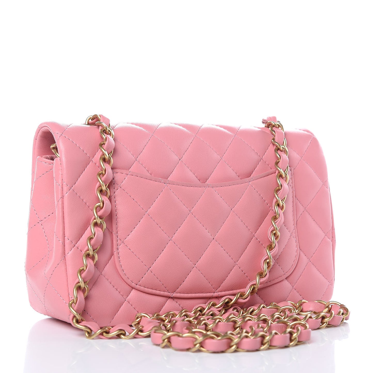 Lambskin Quilted Mini Rectangular Flap Pink