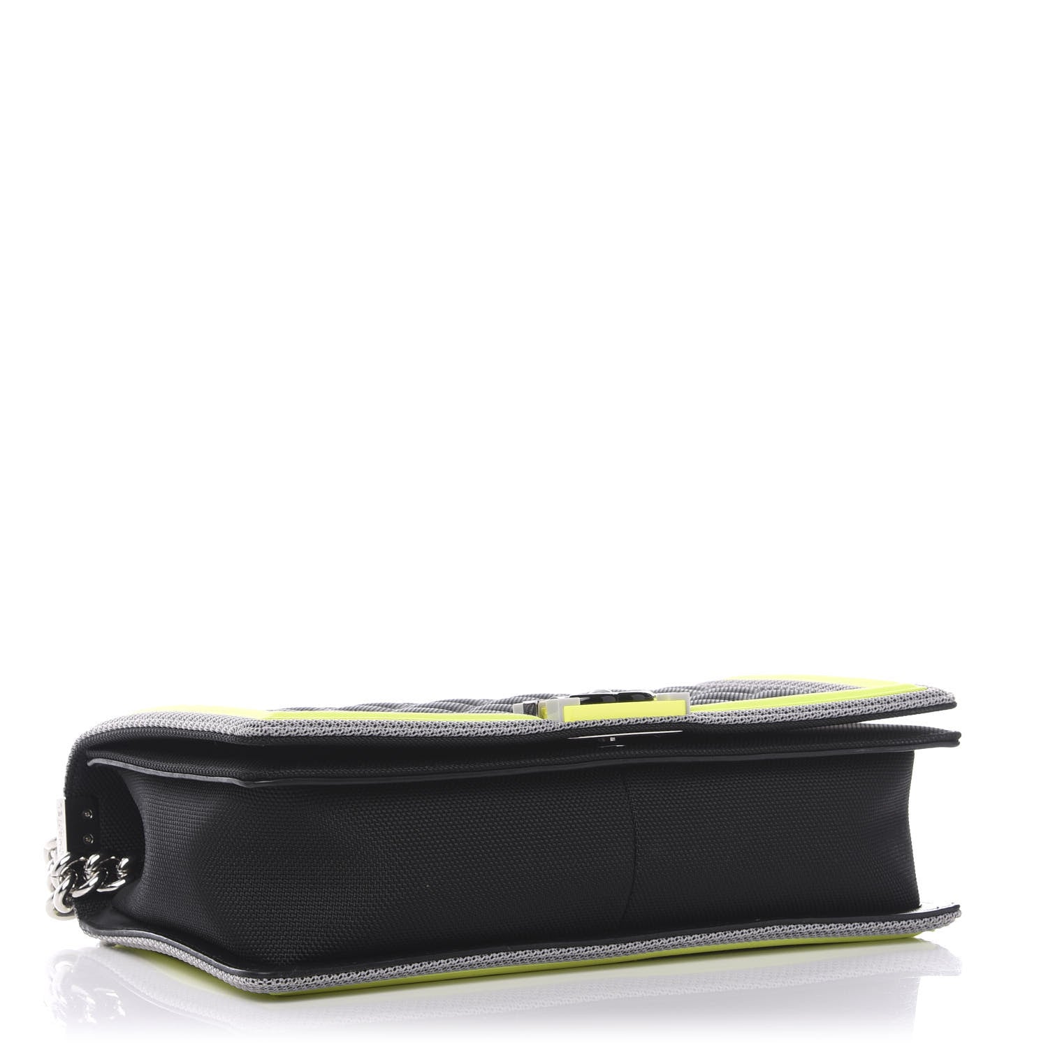 Chanel Canvas Quilted New Medium Fluo Boy Flap Black Grey Yellow 3 of 9