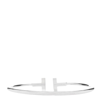 Tiffany 18K White Gold Diamond T Wire Bracelet 2 of 3