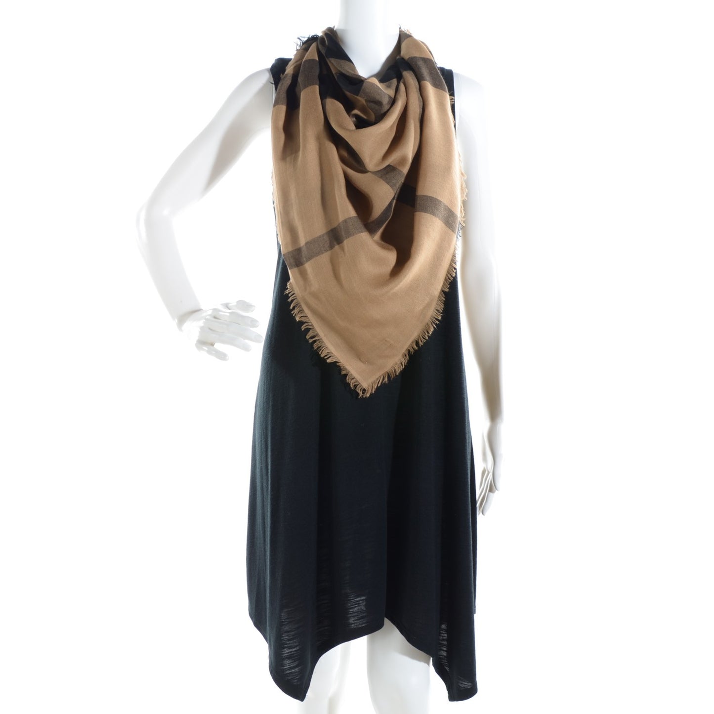 Cashmere House Check Lightweight Scarf Camel