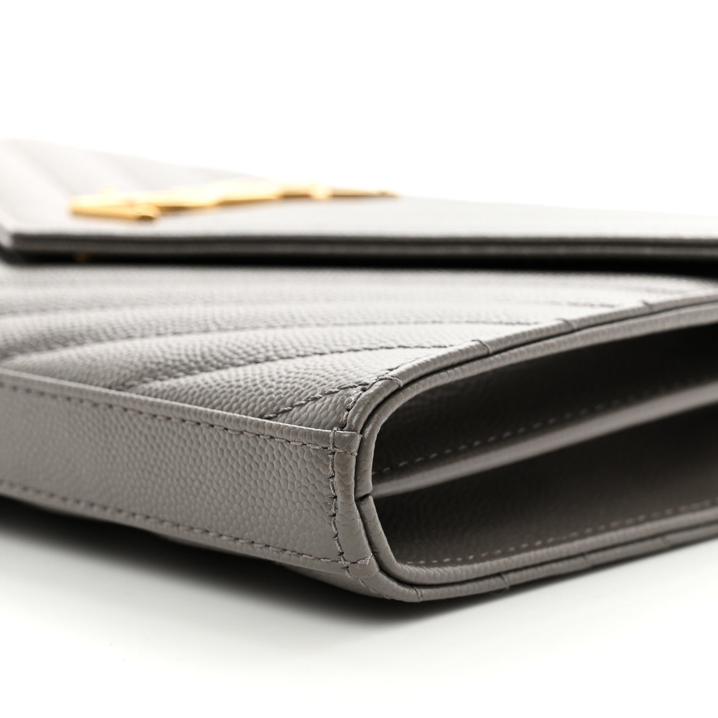 Grain De Poudre Matelasse Chevron Monogram Chain Wallet Fog