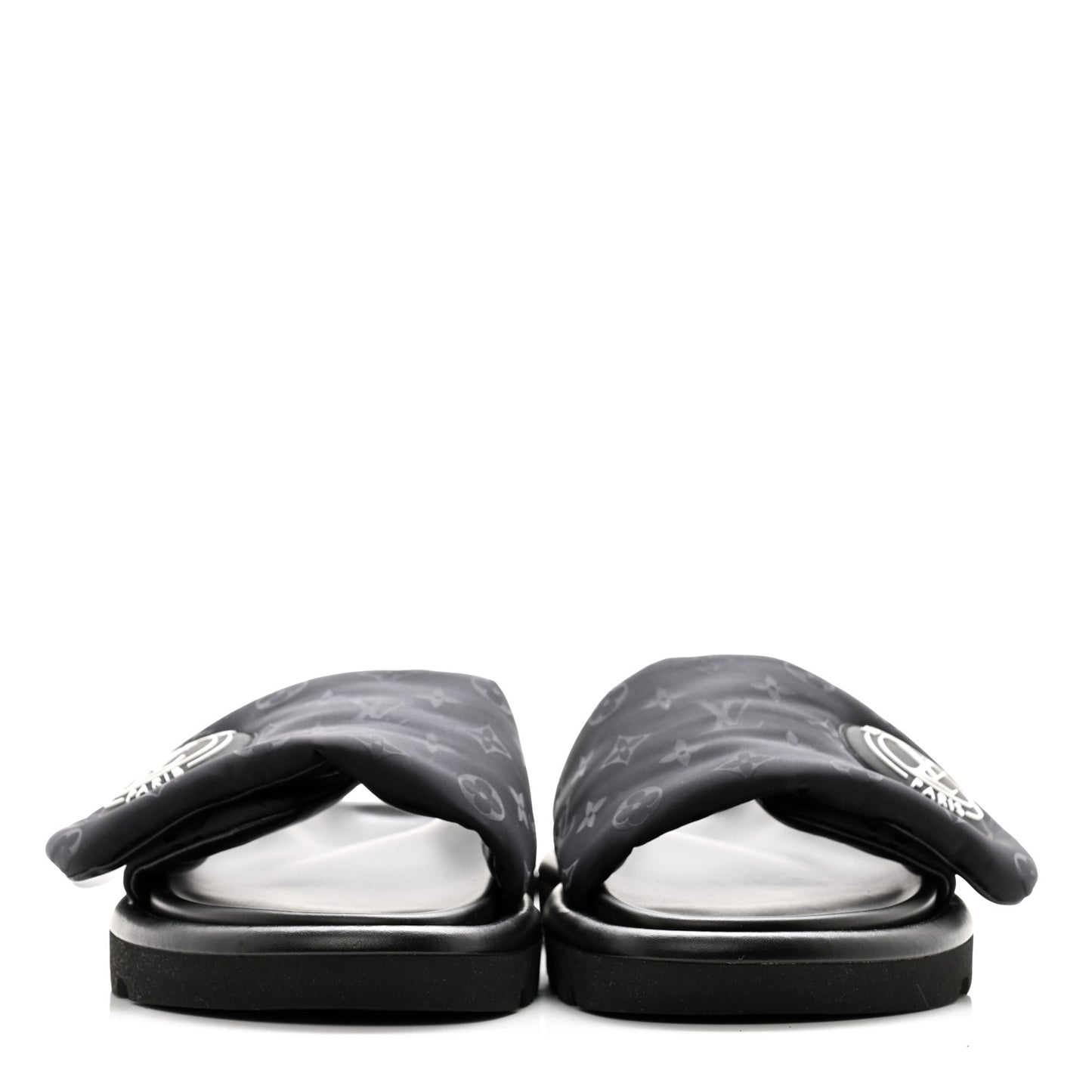 Nylon Monogram Womens Pool Pillow Comfort Mules 37 Black