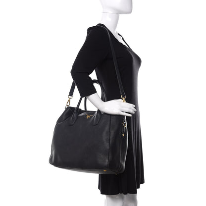 Prada Vitello Daino Shoulder Bag Black 2 of 13