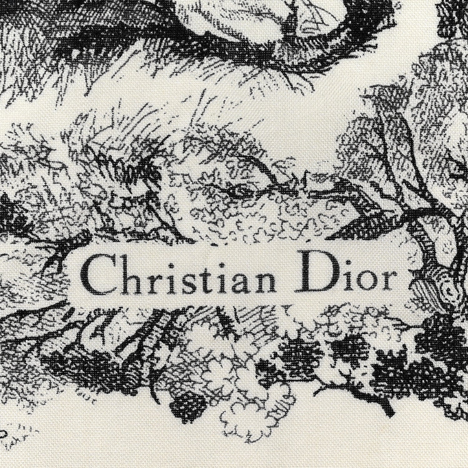 Christian Dior Cotton Toile De Jouy Shawl Black 2 of 5