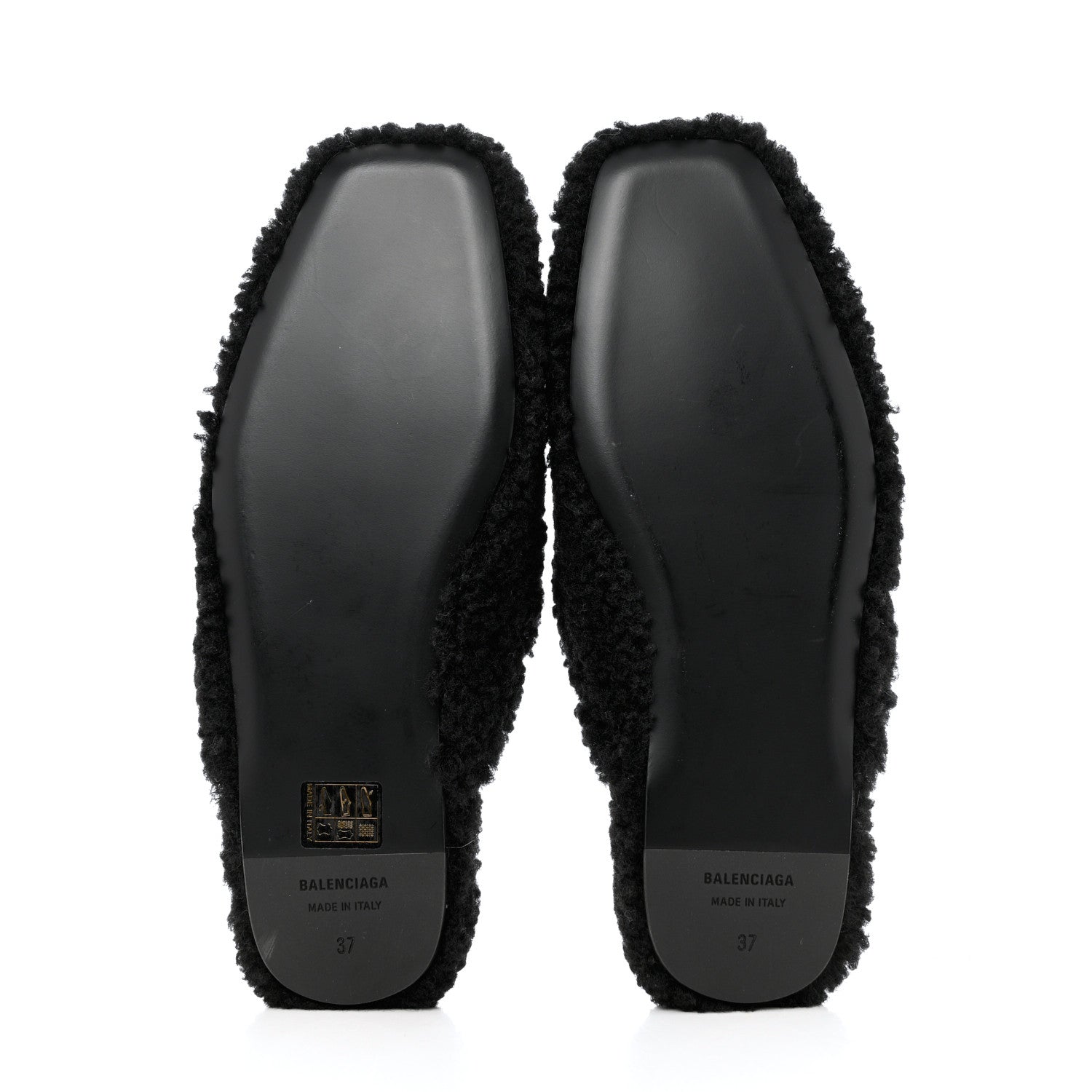 Balenciaga Faux Shearling Cosy BB Mules 37 Black 5 of 9