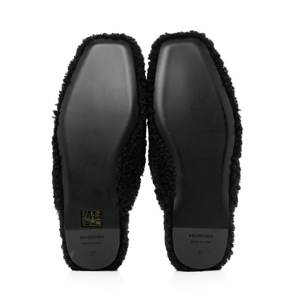 Balenciaga Faux Shearling Cosy BB Mules 37 Black 5 of 9