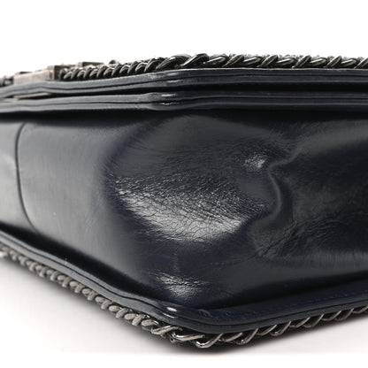 Chanel Glazed Calfskin Quilted Medium Boy Chained Flap Blue 10 of 10