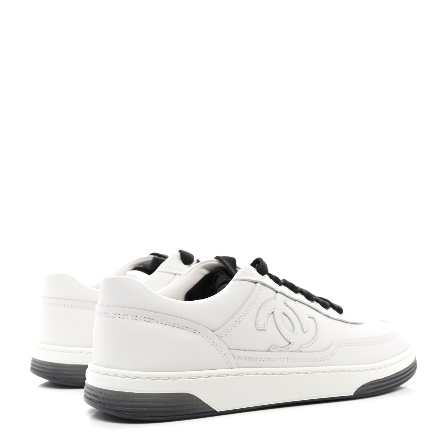 Calfskin CC Womens Sneakers 38.5 White Black