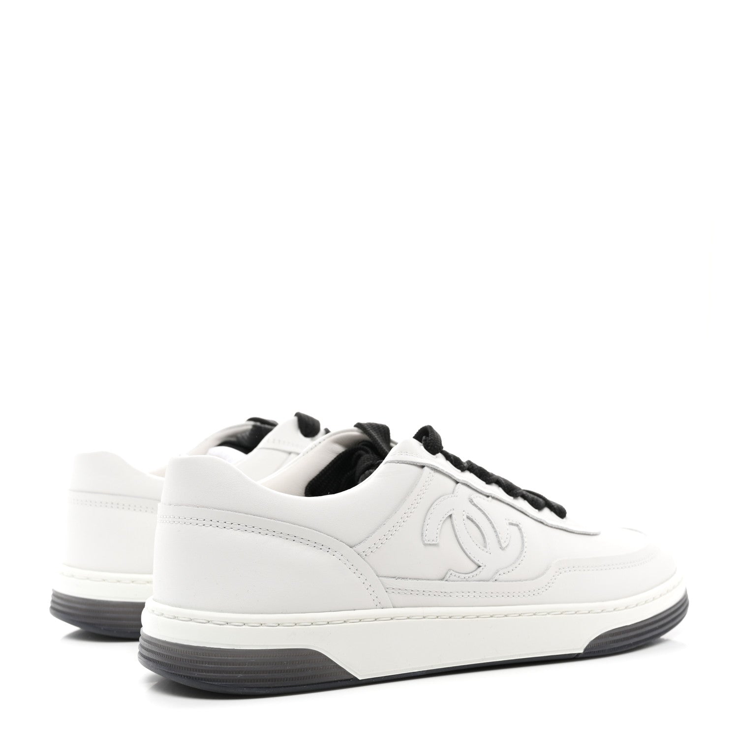 Chanel Calfskin CC Womens Sneakers 38.5 White Black 4 of 8