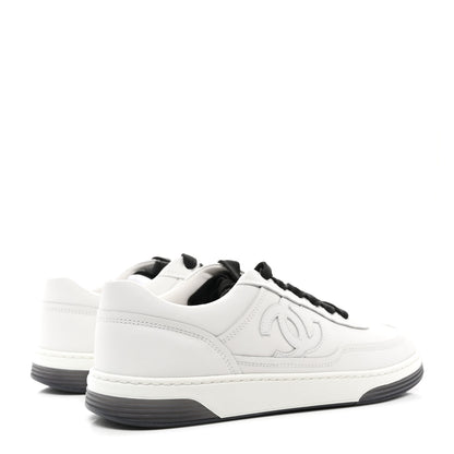 Chanel Calfskin CC Womens Sneakers 38.5 White Black 4 of 8