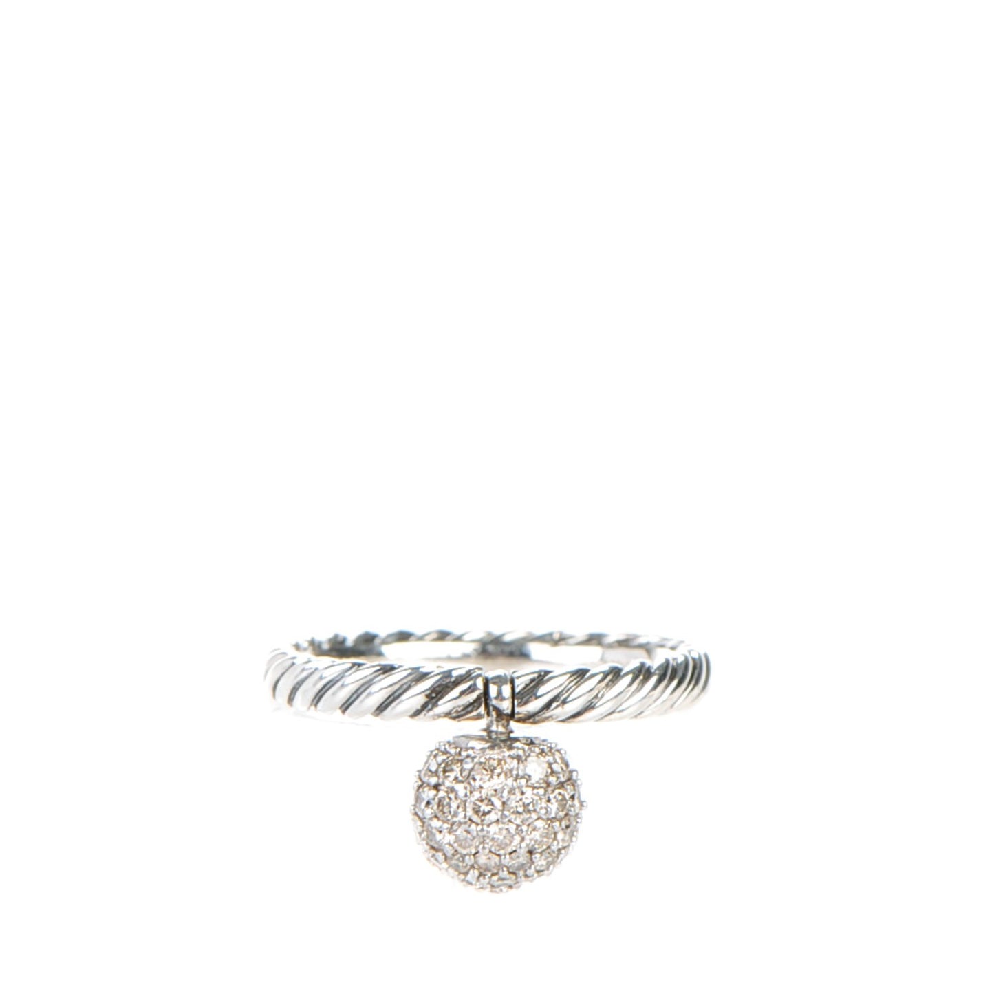Sterling Silver Pave Diamond 8mm Element Ball Ring 51.5 6