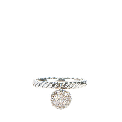 David Yurman Sterling Silver Pave Diamond 8mm Element Ball Ring 51.5 6 1 of 4