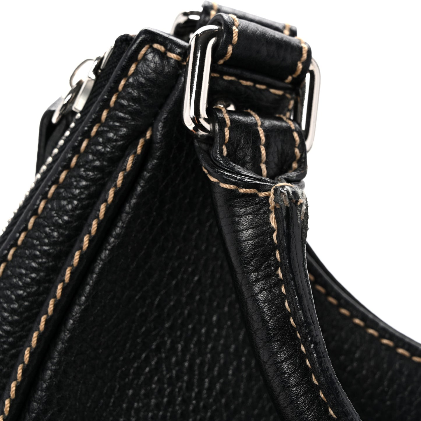 Grained Calfskin Tassel Hobo Black