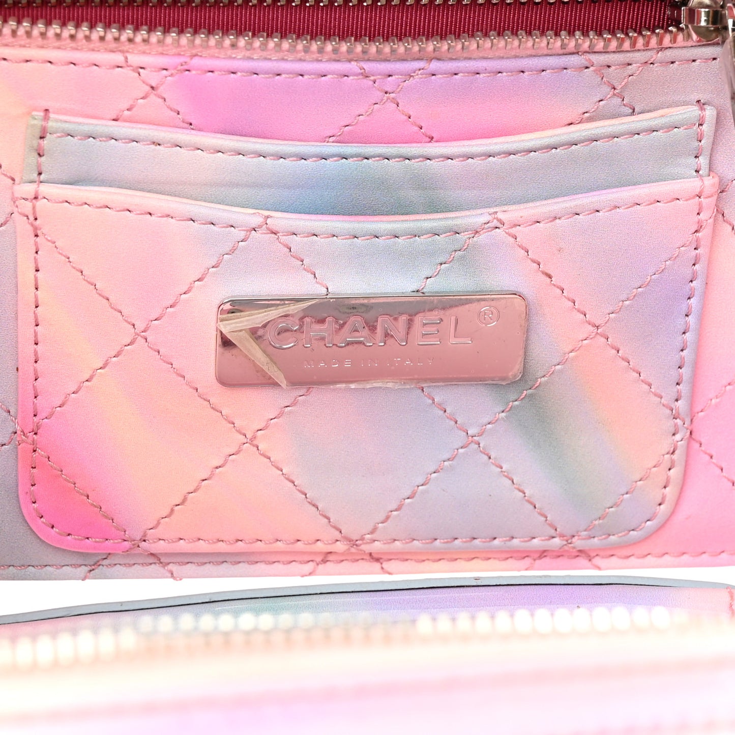 PVC Patent Calfskin Patent Lambskin Small CC Vanity Case Pink
