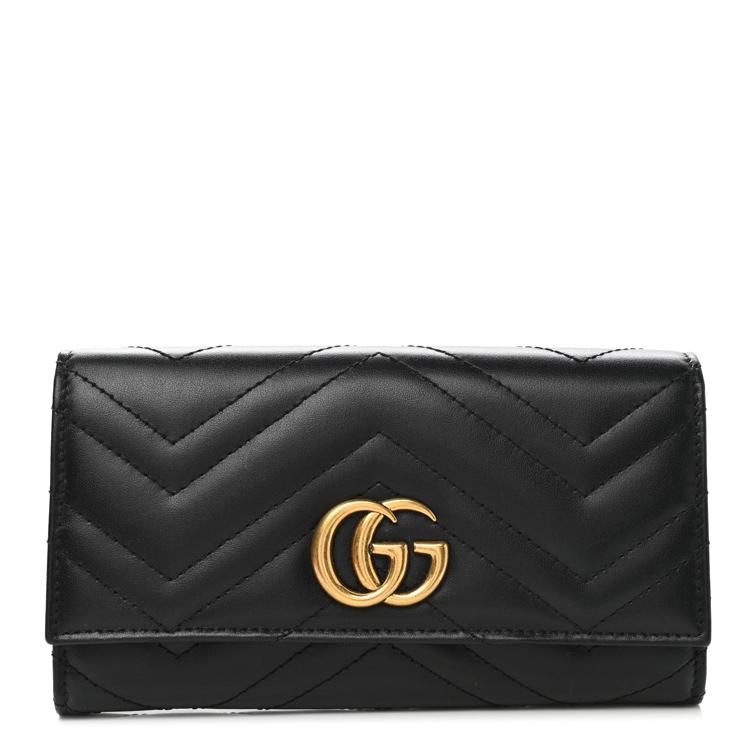 Gucci Calfskin Matelasse GG Marmont Continental Wallet Black 1 of 8