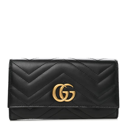 Gucci Calfskin Matelasse GG Marmont Continental Wallet Black 1 of 8