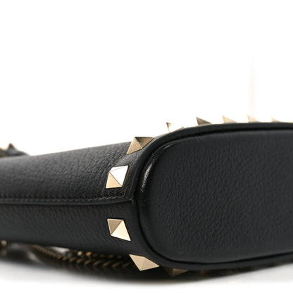 Valentino Garavani Grainy Calfskin Mini Rockstud Shopping Bag Black 7 of 9