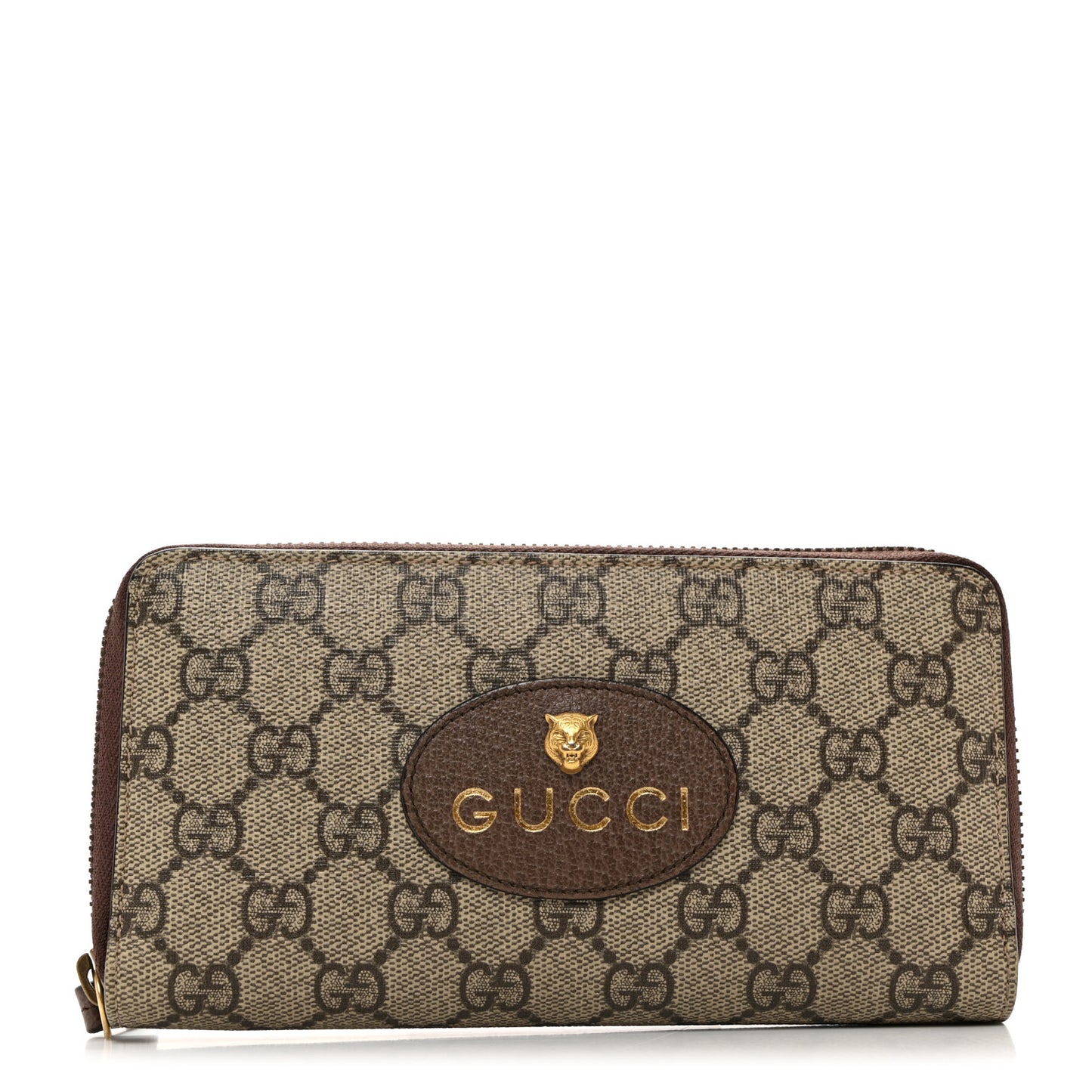 GG Supreme Monogram Neo Vintage Zip Around Wallet Beige Crop New Acero